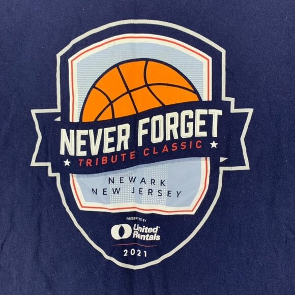 Men Small T Shirt Navy Blue Newark NJ Never Forget Basketball Short Sleeve - Picture 6 of 16